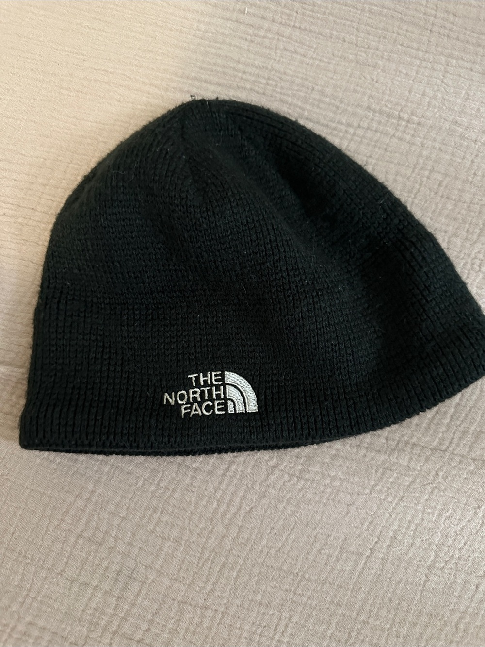 The North Face Black Knit Beanie with White Logo
